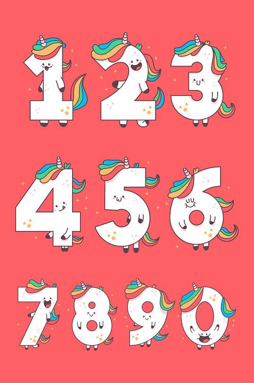 可爱卡通独角兽数字元素 数字动漫制作的全新魔法
